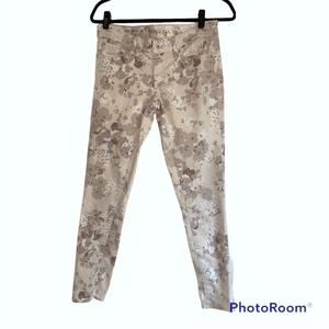 Merona Beige Tan Ankle Skinny Floral Jeans Size 2